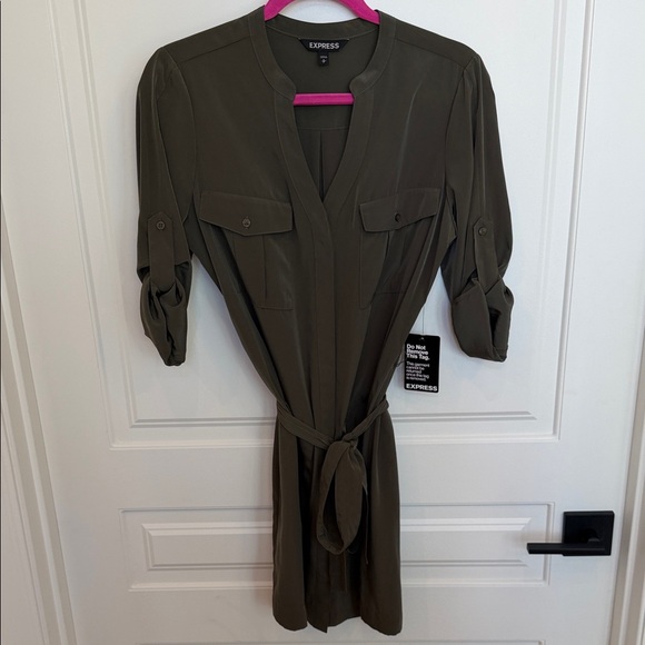 Express Dresses & Skirts - Express Green Belted Shirt Dress